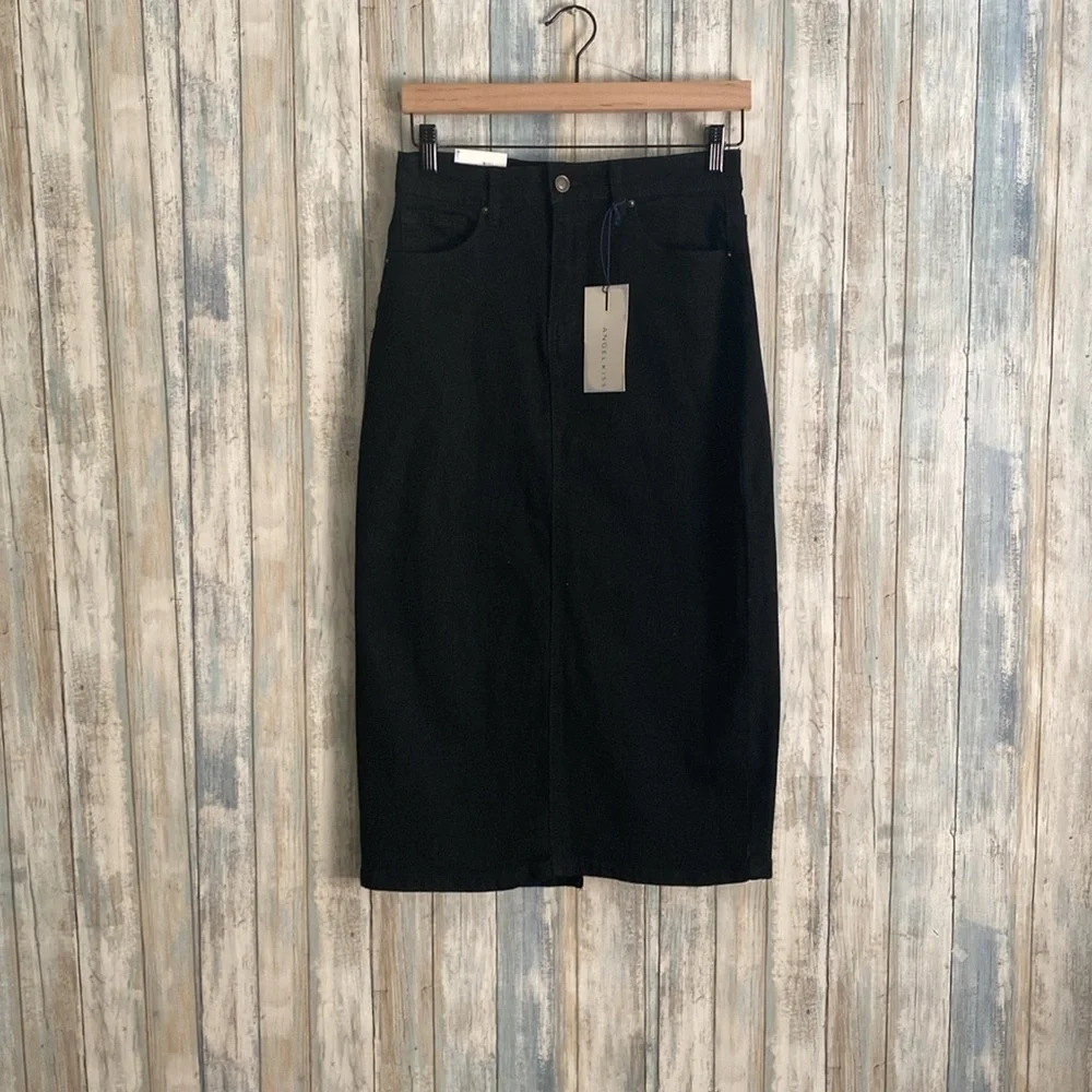 NWT Angel Kiss Black Wash Long Denim Skirt | Size Medium - Picture 2 of 8